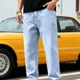 thumbnail image 6 of DDAPJ pyju Men's Y2k Hip Hop Baggy Jeans Wide Leg Denim Pants Vintage Casual Loose Trousers Big and Tall Cool Streetwear Pants with Pockets Birthday Gifts Sky Blue M, 6 of 8