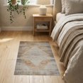 thumbnail image 3 of ODIKA 2'x3' Brown Tan And Beige Geometric Abstract Washable Throw Rug Faded Patchwork Squares Diamond Motif Layered Block Patterning for Hallway, Study Room, Non-Slip Low Profile, Flatwoven, 3 of 7