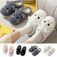 thumbnail image 3 of Naierhg 1 Pair Winter Slippers Comfortable Cartoon Cat Pattern Slippers Warm Soft Women Plush Slippers for Indoor for Home Grey, 3 of 8