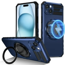 Dteck for iPhone 13 Case with Rotating Ring Stand, Compatible with MagSafe, Heavy Duty Magnetic Phone Case for iPhone 13,Blue