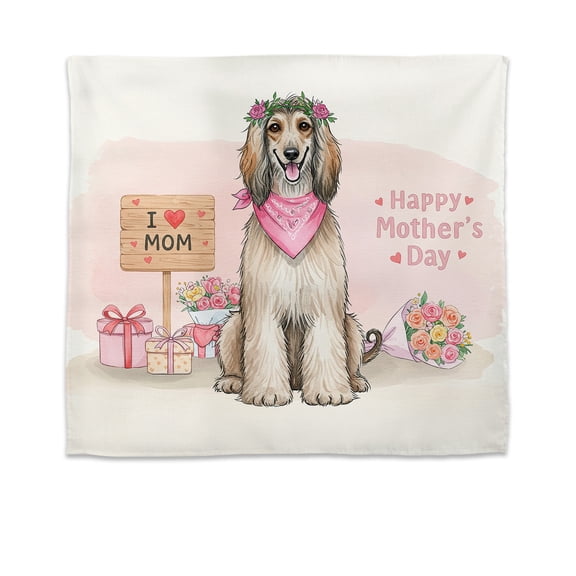 Happy Mother's Day Afghan Hound Love Dog Mom Heart Flower Tapestry Dog Lover Wall Hanging Backdrop Home Decor - 12004