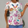 thumbnail image 6 of Flamingo Pattern Women's Short Sleeve Tops Casual Blouses T Shirt, 6 of 6