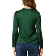 thumbnail image 3 of INSPIRE CHIC Women's Office Tie V Neck Long Sleeve Elegant Blouse Shirt L Dark Green, 3 of 6