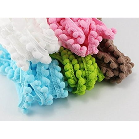 Ball Fringe Trim - 10yards 10mm Width Pom Pom Trim Ball Fringe Ribbon (5colors/pack 2yards/color)