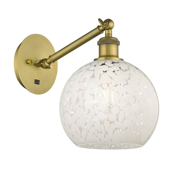 317-1W-BB-G1216-8WM Innovations Lighting White Mouchette - 1 Light Arm Adjusts Up and Down Wall Sconce In Modern Style-10 Inches Tall and 8 Inches
