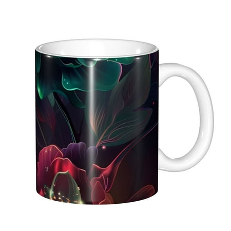 

Yiaed Red And Green Carnation Print Ceramics Coffee Large Handle Design Extra Large Tea and Coffee Cup for Office and Home Mugs