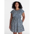 thumbnail image 2 of Time and Tru Women's Cinched Waist Mini Dress with Flutter Sleeves, Sizes XS-XXXL, 2 of 6