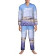 thumbnail image 3 of Fotbe Lavender Fields Under Blue Sky Pattern Long Sleeve Pajama Set for Men,Sleepwear Set,2-piece Loungewear Set,Soft PJs Comfy Nightwear with Pockets-Medium, 3 of 7