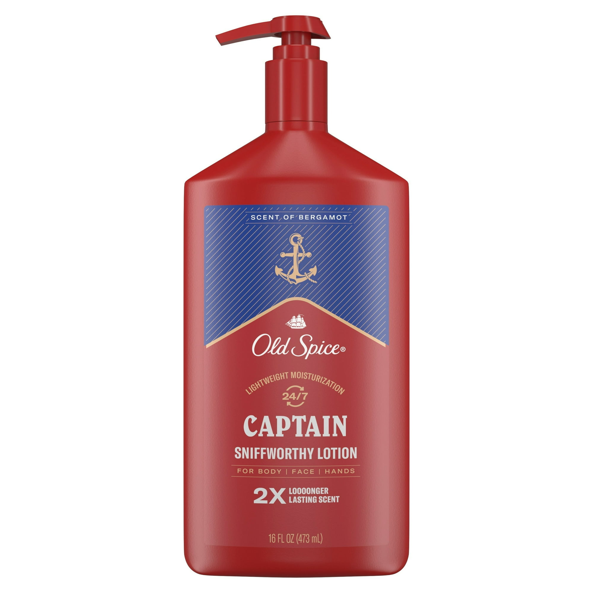 Old Spice Hand and Body Lotion for All Skin Types, 24/7 Lightweight Moisturization with Amazing Scent, Captain Scent of Bergamot, Instant Absorption, 16 fl oz