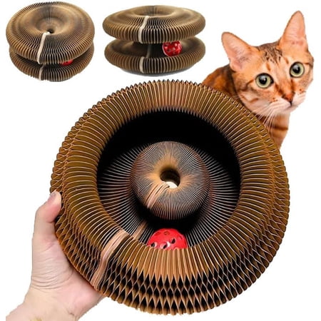 Cardboard Cat Toy Interactive Cats Scratching Cardboard Foldable Cats Scratch Board Toy with Bell for Indoor Magic Organ Cat Scratcher