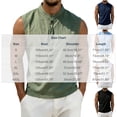 thumbnail image 3 of Men's Stand Collar Button Linen Tank Top Sleeveless Vest Henley T-Shirt Summer Breathable Tee Base Tops Army Green-A, 3 of 9