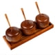 thumbnail image 1 of Juego de tarros de de madera con bandeja, juego de 3 botes para condimentos, recipientes para con tapas y cucharas, caja para condimentos., 1 of 5