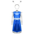 thumbnail image 3 of LiiYii Girls Alien Outfit Kids Party Fancy Dress Ups Outfits Glossy Dress with Arm Sleeve Hair Hoop Set Royal Blue 14, 3 of 7