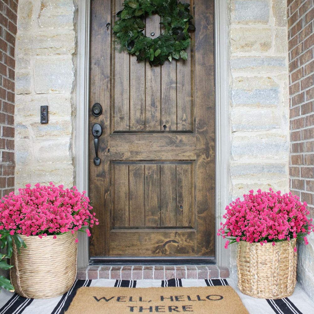 24 Bundles Artificial Flowers Lotus Outdoor Fake Flowers for Decoration UV Resistant No Fade Faux Plastic Plants Garden Porch Window Box Décor (Orchid)
