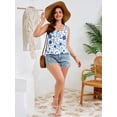 thumbnail image 4 of SHOWMALL Women's Summer Tops 2 Pack, Plus Size Flowy Sleeveless Shirts, Elegant U-Neck Floral Vacation Tank Tops -Black & Blue Chinoiserie Floral 3X, 4 of 8