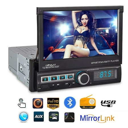 Autoradio Stereo 1 DIN Bluetooth 7 Pollici Touch Screen - Lettore MP5 Con USB/SD/AUX/FM, Vivavoce, Senza CD