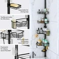 thumbnail image 5 of Shower Caddy Tension Pole - 4-Tier Corner Shower Organizer Tension Rod with Soap Holder, Toothbrush Holder & 4 Hooks, Adjustable Stainless Steel Bathroom Organizer 27.6 to 108.3 inch, Black, 5 of 8