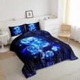 thumbnail image 3 of Feelyou Romantic Rose Floral Queen Comforter Set for Couple, Happy Valentine's Day Bedding Sets, Modern Fashion Stripes Reversible Bedding Comforter Set, Ultra Soft Bedroom Decor, 3-Piece, 3 of 8