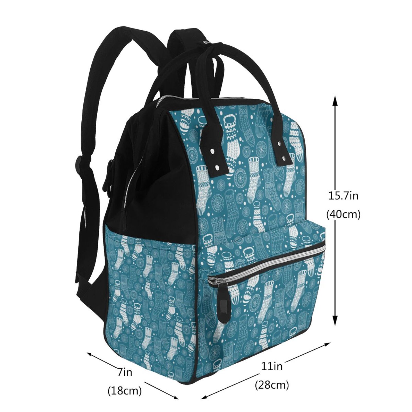Fuzoiu Cozy Winter Socks Pattern Print Diaper Bag Backpack,Baby Essentials Travel Tote,Multi function Waterproof Diaper Bag, Travel Essentials Baby Bag - Unisex