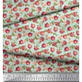 thumbnail image 2 of Soimoi Green polyester Crepe Fabric Floral & Pomegranate Fruits Print Fabric by Yard 52 Inch Wide, 2 of 6