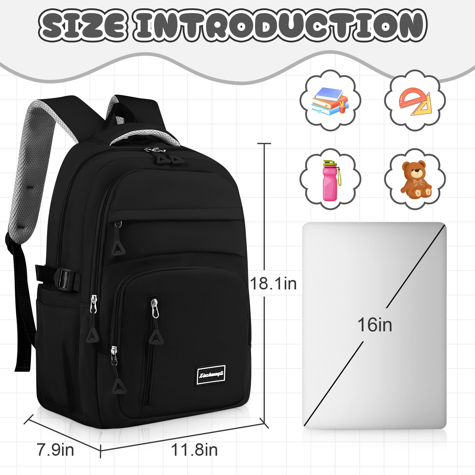 DAKIMOE School Backpack for College High Middle School Fashion Student Bag Teen Bookbag Laptop Backpack Women Travel Daypacks
