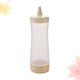 thumbnail image 2 of botellas de condimentos con boquilla exprimible, recipientes para salsa de ketchup y mostaza para condimentos de cocina, beige y rosa, 2 of 8