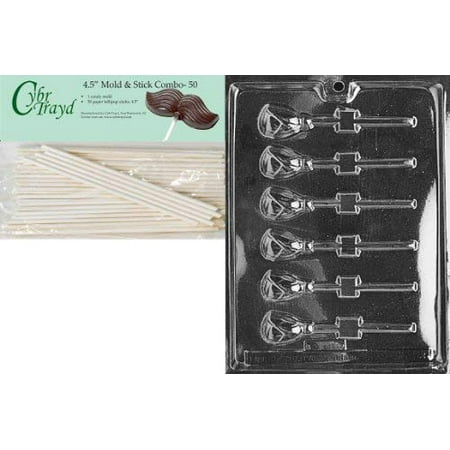 

Cybrtrayd Tea Rose Lolly Fruits and Vegetables Chocolate Candy Mold with 50 4.5-Inch Lollipop Sticks