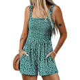 thumbnail image 5 of FADAACAI Women's Jumpsuits Women's Spring and Floral Square Neck Sleeveless Casual Pleated Loose Shorts Jumpsuit Women's Summer Romper Jumpsuits for Women Casual Green XL Clearance！, 5 of 6