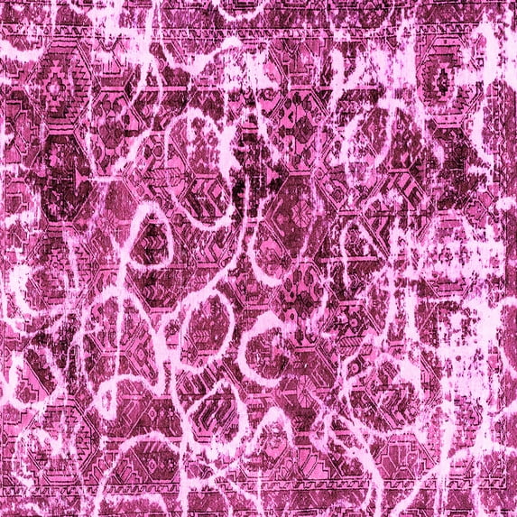 Ahgly Company Indoor Square Abstract Pink Modern Area Rugs, 6' Square