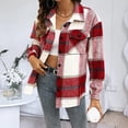 thumbnail image 3 of KZKR Women's Coats Plaid Jacket Long Sleeve Button Down Chest Pocketed Shirts Coats Shacket, 3 of 5