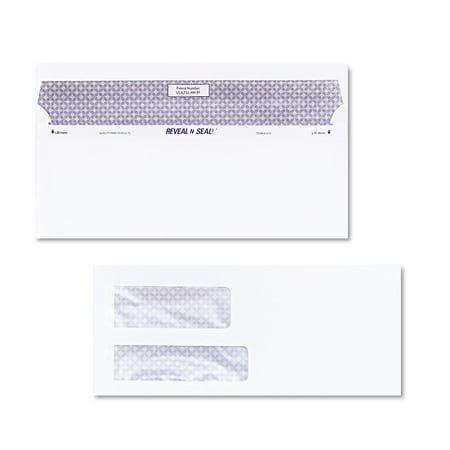 Quality Park Reveal N Seal Double Window Invoice Envelope, Self Adhesive, White, 500/Box