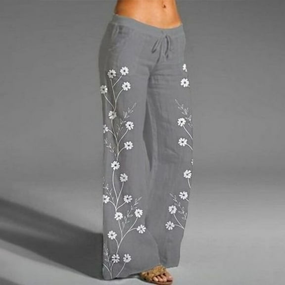 Women's Casual Pants Womens Wide Leg Palazzo Pants High Waisted Pant Smocked Pleated Loose Fit Casual Trousers,Gray Women's Casual Pants S