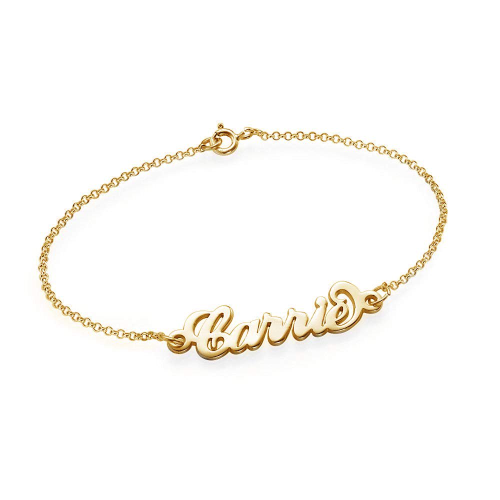 PicturesOnGold.com Exclusive Personalized Name Anklet - Any Name Available Custom Name Anklet in Silver & Gold (Solid 14k Yellow Gold - 10 Inch)