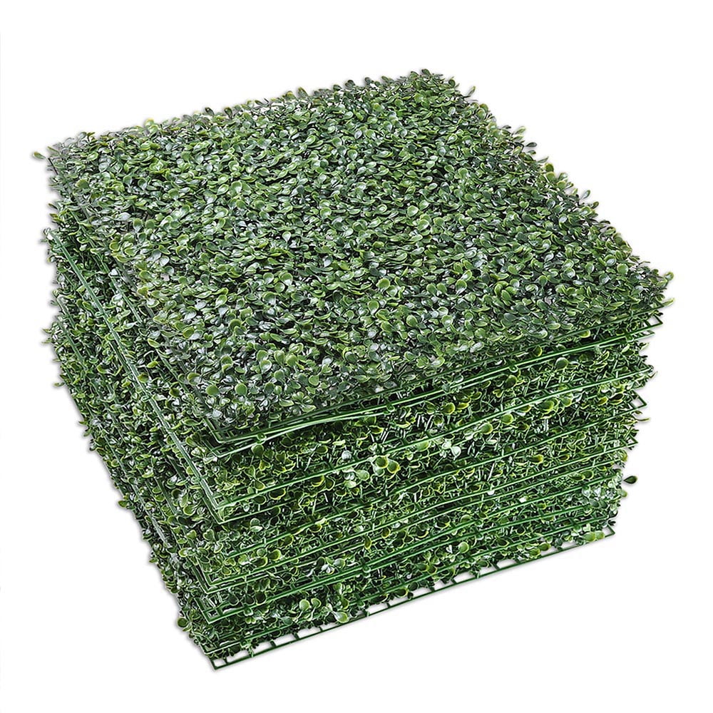 12 Pack 20"x20" Artificial Grass Boxwood Hedge Mat with Cable