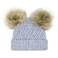 thumbnail image 3 of C.C Kids' Babies' Soft Stretch Cable Knit Faux Fur Pom Pom Beanie Hat, Criss Cross Baby Blue Mix, 3 of 5