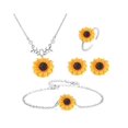 thumbnail image 2 of Sweet Sunflower Pearl Leaf Pendant Necklace Resin Daisy Flower Clavicular Chain Fashion Jewelry for Women, 2 of 5