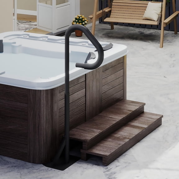 Domi Outdoor Living Adjustable Hot Tub Handrail, 44”-60” Aluminum Spa Rail with 360° Swivel, Safety Side Handle with Slide-Under Base, Fits Most Spas, 600 lbs Capacity
