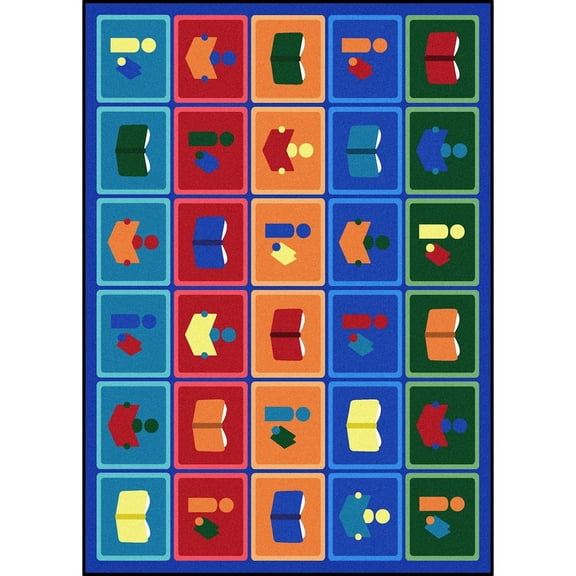 Joy Carpets Kid Essentials Library Blocks 54" x 78" Indoor Area Rug in Color Multi