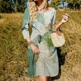 thumbnail image 3 of Abstract Art Sage Green Sweetheart Knot Flared Dress Fashion Design Large Size Loose Dress Spring Summer Women Dress, 3 of 9