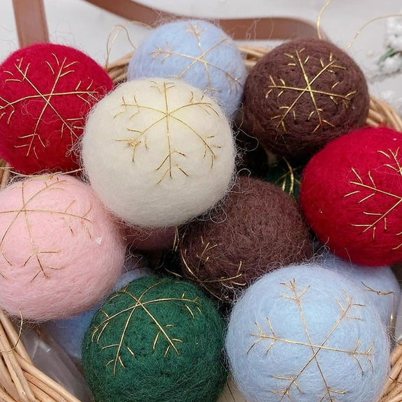 LOLIPPYY Set of 3 Hanging Felt Ornaments Round Decorative for Christmas Tree and Family Gatherings