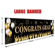 Graduation Decoration 2026 Congrats Grad Banner Yard Sign Class of 2026 Banner Photo Booth Backdrop College Graduation Party Supplies Black 19 X 118