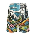 thumbnail image 3 of Men's Pajama Shorts Bottoms with Pockets Soft Lightweight Lounge Sleep Wear Vibrant Woodblock Landscapes, 3 of 6