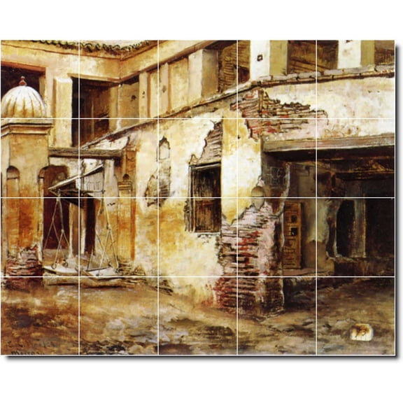 Ceramic Tile Mural-Edwin Weeks Village Painting 31. 21.25" w x 17" h using (20) 4.25 x 4.25 ceramic tiles