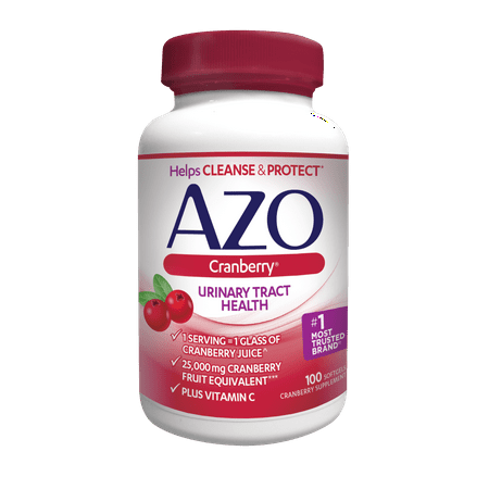 Azo Maximum Strength Cranberry Softgels, 100 Ct (Best For Bladder Infection)