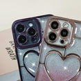 thumbnail image 3 of Compatible with iPhone 14 Pro Max Case Luxury Shiny Plating Cute 3D Love Heart Pattern Glitter Cover Shockproof Camera Protection Bling Case for iPhone 14 Pro Max Women Girls-Pink, 3 of 13