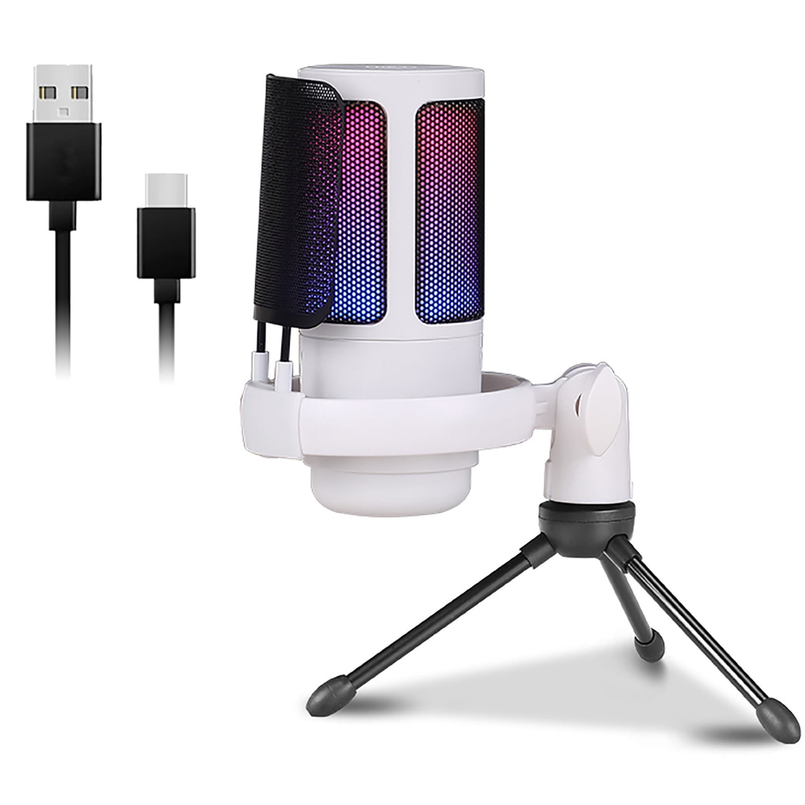 USB Condenser Microphone 192kHz Adjustable Lighting for Gaming and Streaming Podcasting Live Singing Mic Computer Mic