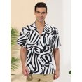 thumbnail image 2 of Camisa con estampado animal Lars Amadeus para hombre manga corta con botones informal leopardo cebra Blanco negro M, 2 of 6