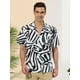 thumbnail image 2 of INSPIRE CHIC Camisa con estampado animal para hombre, manga corta, con botones, informal, con estampado de leopardo y cebra Blanco negro L, 2 of 6