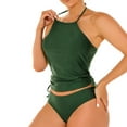 thumbnail image 4 of Wycnly Swimsuits for Women Two Piece Swimsuits for Women Womens Bathing Suit Bikini Set Strap Halter Tankini Sets with Drawstring Summer Beach Solid Swimwear with Trunks, 4 of 7
