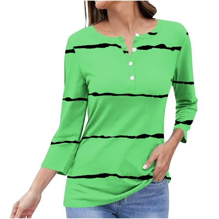 mihongmao Corset Tops for Women Women s Fashionable Casual Striped Loose Button Long Sleeved V-neck Top/shirt Womens Tops Clearance under $5 Multicolor XL
